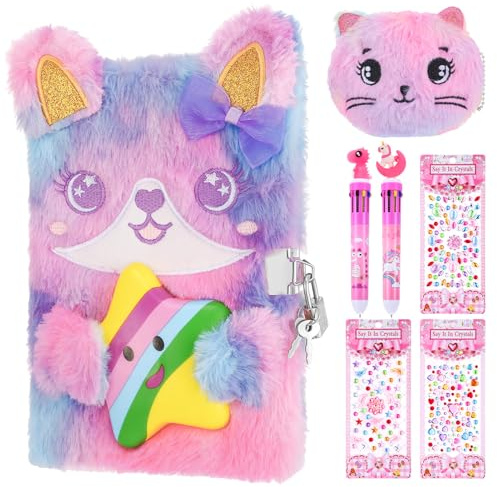 Candcamp Secret Diary for Girls with Lock and Keys | Kids Journal School Travel Notebook Gift Set for Writing and Drawing,Multicolored Pen,Stickers,Birthday Gift for Girls