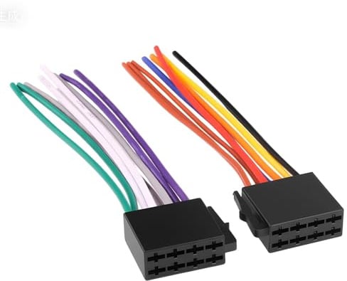 Auto Radio Adapter ISO Adapter Autoradio, Auto Radio Universal Anschluss Adapter Kabel, Buchse Strom Lautsprecher, für alle Radios mit Standard ISO Anschluß, Kompatibel mit Mehreren Automodellen