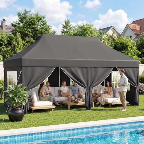 DEVOKO Carpa Plegable 3x6 Playa, Carpa Exteriores Plegables, Tenda Campismo | Techo alto 3.15m, de pie. Forma cónica antiviento. Lona 210D UV50+. Estructura reforzada. Ventilación por chimenea