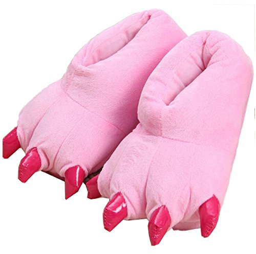 LANFIRE Unisex Soft Plüsch Haus Hausschuhe Tier Kostüm Pfote Claw Schuhe (L (EUR 40-45), Rosa(pink))