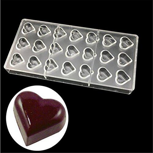Regalo San Valentino a forma di cuore in policarbonato Chocolate bar Mold Bakeware pan,Candy sapone ghiaccio pasticceria plastica teglia,cioccolato decorazione, stampo per cioccolatini Heart Shape 04