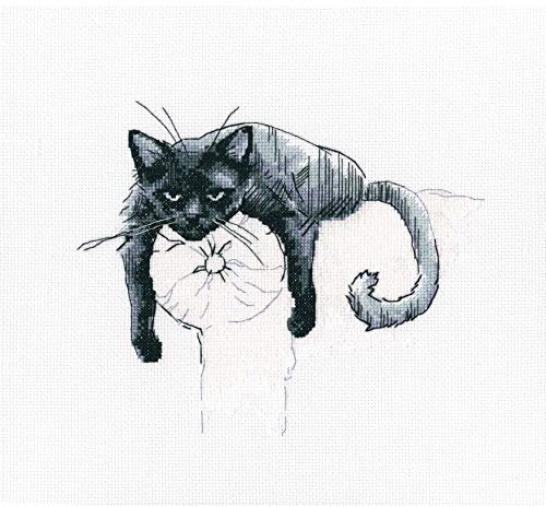 RTO M666 Schwarze Katze Kreuzstichset, Baumwolle, Mehrfarbig, 22,5x18,5 cm