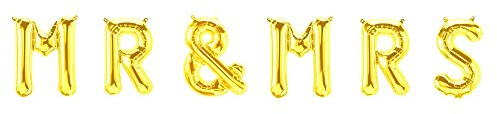 ballonfritz® Luftballon MR & MRS Schriftzug-Set in GOLD - Folienballons als Hochzeit Geschenk, Party Dekoration oder Überraschung