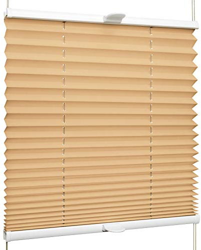 SchattenFreude Plissee nach Maß für Fenster | Mit Klemm-Haltern | Klemmfix ohne Bohren | Sand, Breite: 200-500mm x Höhe: 300-1000mm
