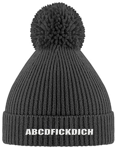 Galeriemode ABCD FIck Dich Sarkasmus Fun Lustig - Bommelmütze mit Stick -Einheitsgröße-Schwarz
