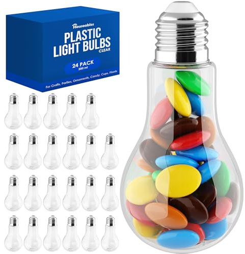 Plastic Light Bulbs, Fillable Light Bulbs, Containers, Clear, 200ML, 24PK