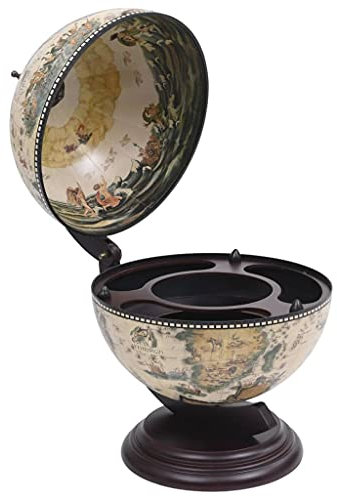 vidaXL Eukalyptus Holz Tisch Globe Bar Wein Stand Küche Mini Pub Globe Getränke Holzschrank Esszimmer Spirituosen Aufbewahrungseinheit Weiß
