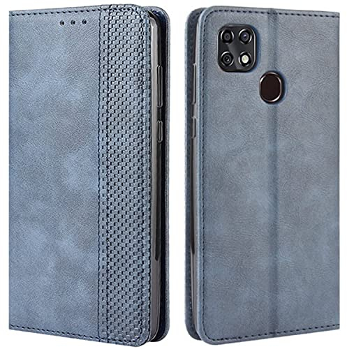HualuBro Handyhülle für ZTE Blade 20 / ZTE Blade 10 Smart, Retro Leder Stoßfest Klapphülle Schutzhülle Handytasche Flip Case Cover mit Kartenfächer, Blau