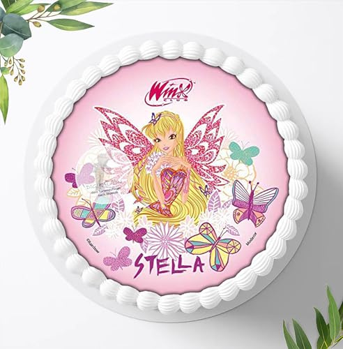 Für den Geburtstag ein Tortenbild, Zuckerbild mit dem Motiv: Winx Feen Elfen, Essbares Foto für Torten, Fondant, Tortenaufleger Ø 20cm, 0531w