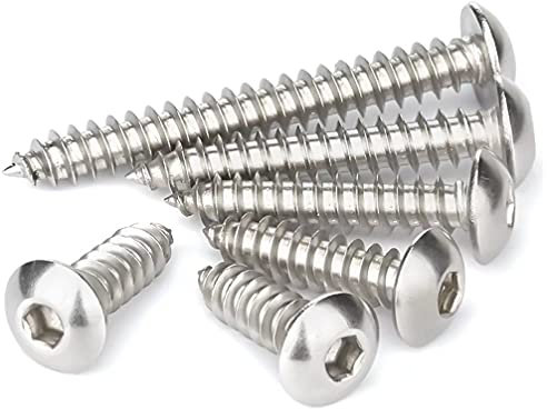 ANSIEDIO Vis Bois - Vis Autotaraudeuses à Tête Ronde à Six Pans Creux Vis a Bois en Acier Inoxydable, M6×25mm,5 pcs