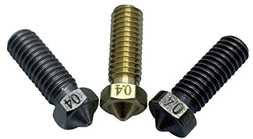 3DPLady | 3er Volcano Nozzle Best of Bundle 0,4mm (1x Messing,1x Stahl,1x Gehärteter Stahl Farbe Schwarz) z.b für Artillery Sidewinder/Artillery Genius/Anycubic Vyper