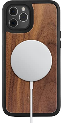 Woodcessories - Magnetisches Bumper Case kompatibel mit iPhone 12 Pro Max Hülle mit Magnet aus Holz, Walnuss