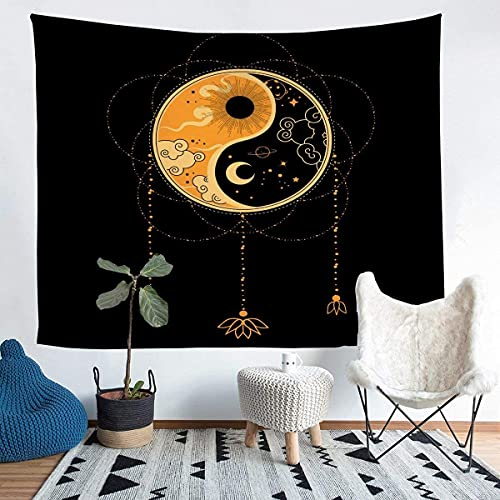 Traumfänger Wandbehang Boho Yin Yang Traumfänger Wandteppich 175x230cm für Kinder Jungen Mädchen Bohemien Feder Tapisserie Gossip Design Wandtuch für Schlafzimmer Wohnzimmer