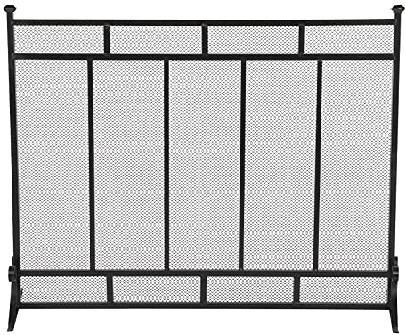 PEVSCO Funkenschutz Kamin-Bildschirm Vertikales Gitter Dekoratives Eisengitter 99x30.5x79cm Kaminzubehör (Color : Schwarz)