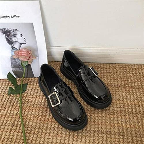 ZXCN Scarpe retrò Brown Oxford per Le Donne Chic Piattaforma Verniciata in Vernice Scivolo su Mocassini Coreani Moda Appartamenti Neri Nuovi Scarpe da Ufficio