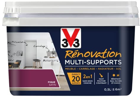 V33 Peinture rénovation multi-supports, Figue satin 0,5L