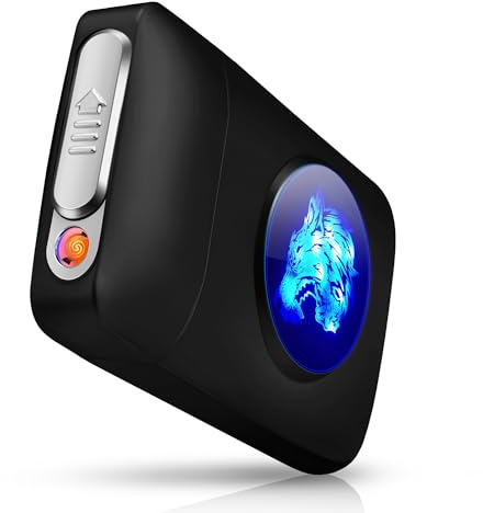 lafagiet XL666 Zigarettenetui mit Feuerzeug,18 Stück 84mm King Size Zigaretten Kapazität,LED-Bildschirm, Vatertagsgeschenke für Männer Papa