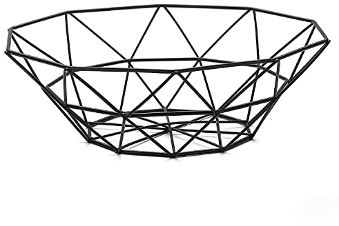 HOMQUEN Cesta De Frutas, Frutero, Cesta De Frutas De Alambre De Metal Para Cocina, Frutero Para Mostrador De Cocina, Cesta Para Frutas, Verduras, Pan, Aperitivos (Cuadrado Corto, Negro)
