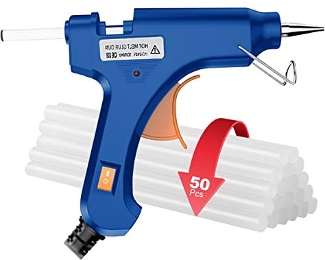 Angzhili Mini Glue Guns with Sticks(50pcs), 20W Heating Fast Hot Glue Gun Crafts with Support Kickstand, Hot Glue Gun for Crafting, DIY Arts, Card, Plastic, Wood, Glassand Home Quick Repair
