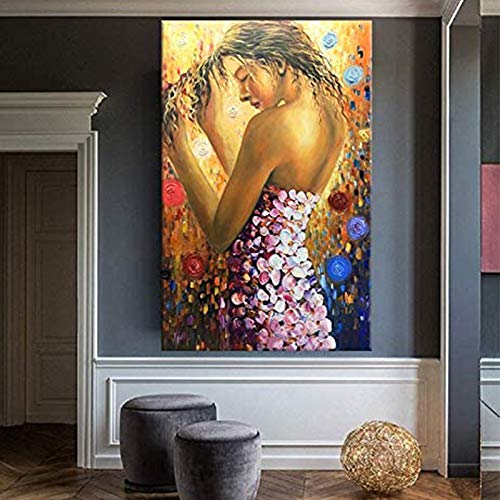 Große Handgemalte Abstrakte Moderne Wandmalerei Figur Abstraktes Ölgemälde Handgemachter Stil Moderne Wandkunst Leinwandmalerei Acrylgemälde Für Hauptwanddekoration,Blumen,70x140cm(28X56inch)