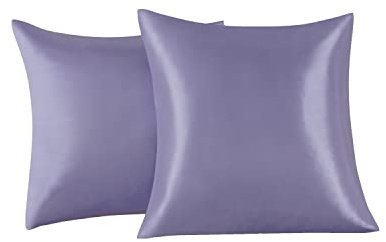 Set of 2 Satin Pillow Cases 65 x 65 cm, Lilac Satin Pillowcases, Soft Pillow Covers Takes Care of Your Skin and Anti-Hair Loss