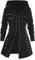 Masrin Gothic Winterjacke mit Kapuze Damen Lang Einfarbige Punk-Sweatjacke mit Gürtel Langarm Cardigan Kleider Übergangsjacke mit Reißverschluss A-Linie Kleid Mantelkleid Trenchcoat Windbreaker