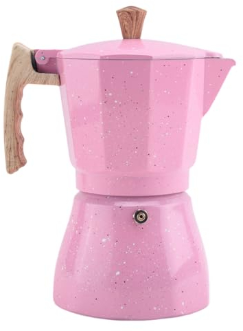 Cafetera con leche Moka Espresso Cafeteira Percolador Olla Cafetera para estufa, 300 ml, color rosa