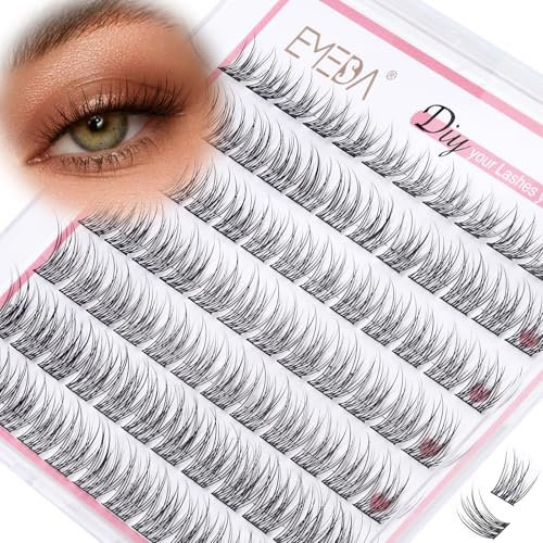 EMEDA DIY extensions de cils mix 11mm 10mm 12mm Cils individuels en grappe naturels Cils DIY à bande Faux cils naturels réutilisables Clusters de cils (D03)