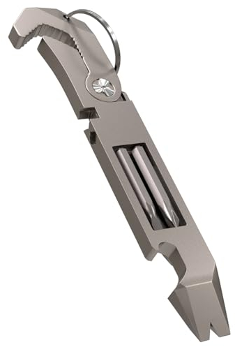 TOOVEM Multifunktionales Titan EDC Ti Brecheisen Set mit Flaschenöffner, Schraubenschlüssel, Schraubendreher für Outdoor Multi Tool Camping Zubehör