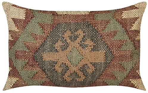 Beliani Dekokissen Jute u. Wolle braun/bunt rechteckig 30x50 cm orientalisch Cumbum