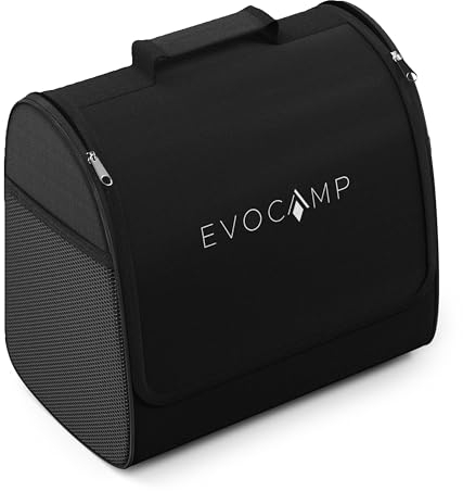 EVOCAMP Tragbare Tasche für Gasheizung 1,7 kW, Tragetasche für die Camping Heizung, mit mehreren Taschen für Heizungszubehör, praktische Tasche mit einem u-förmigen Doppelreißverschluss