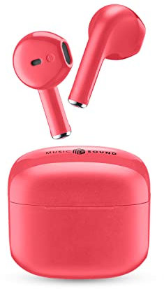 Music Sound SWAG Auricolari Wireless a Capsula, Bluetooth, 20 Ore di Riproduzione, Auto Pairing, Controlli Touch, Case Compatto - Rosa
