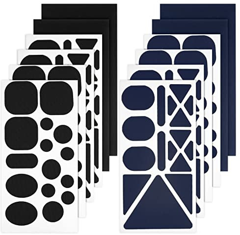 flintronic 12 Stück Reparaturflicken, Nylon Flicken Selbstklebend Stoff, Wasserdicht, Reparatur Patch Tape für Daunenjacken, Zelte, Schlafsäcke, Schwarz+Blau