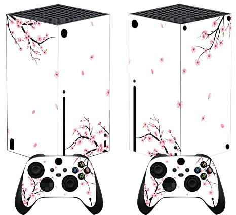 PlayVital Stickers Manette pour Xbox Series X,Autocollant Protection pour Xbox Series X Console Accessoires Skin Habillages-Fleurs de Cerisier Tombe