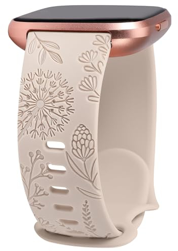 TOYOUTHS Löwenzahn Floral Gravierte Armband kompatibel mit Fitbit Versa 2/Fitbit Versa/Versa Lite Armband Frauen Weich Silikon Fancy Cute Sport Solo Loop Ersatzarmbänder für Versa 2, Polarstern
