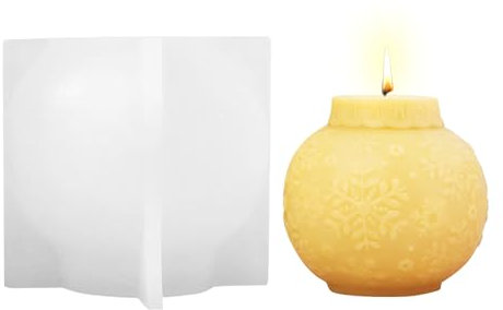 Nexoria Silikonform Weihnachten, Weihnachten Geometrische Kugel Silikon Gießform Kerzenhalter Schneeflocke Formen Kugeln Runder Silikonform Kerzenhalter Silikon Kerzenhalter Form Für Weihnachten (A)
