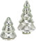 matches21 Hübsche Weihnachtsdeko Zwei Tannenbäume für Innen - Edle Tischdeko Weihnachtsbäume aus Glas in Silber - Winterdeko Set Bäume Deko Figuren Weihnachtsdekoration 12 cm & 18 cm