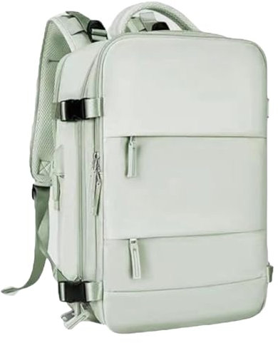 Mi Ko Mi Ka Mochila de Viaje Grande: Resistente al Agua, con Compartimento para Zapatos Separado, Puerto de Carga USB y Diseño Multifuncional Antirrobo. 2210 (Verde Claro)