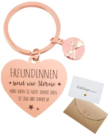 NEODTX Freundinnen Geschenke Schlüsselanhänger,Freundin Geschenk Freundschaftsgeschenk kleinigkeit-mit Grußkarte-Kraftpapier,beste freundin personalisierte geburtstag geschenk freundschaft(Rosegold)