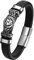 Flongo Leder Armband Herren Wikinger: Thors Hammer Dreieck Lederarmband schwarz silber Edelstahl Mjölnir Gravur Kette Viking leather schmuck mehrschichtig geflochten Lederband für Männer Damen