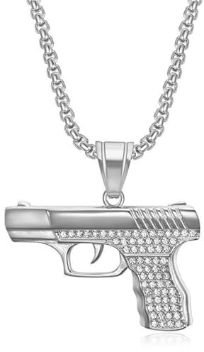 GleaMora Ins Stil Halskette Unisex Trendy Hip Hop Titan Stahl Halskette Pistole Anhänger Halskette Weihnachten Jubiläum Schmuck Geschenk