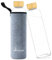 Bugucat Glasflasche 750 ML, Trinkflasche aus Glas mit Bambusdeckel und Schutzhülle, Wasserflasche Auslaufsicher aus Borosilikatglas, Karaffe für Smoothies Säfte Wasser und Getränke, BPA-Free Grau