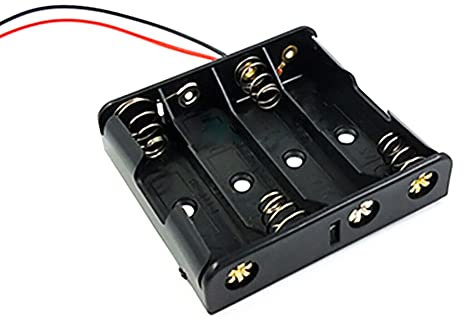 6 Pack Battery Holder for 5 AA Batteries, Parallel and in Series Connected with Cable, Black