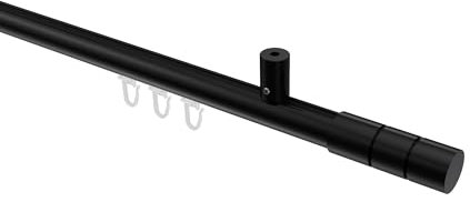 INTERDECO Gardinenstange mit Innenlauf (Deckenmontage) 20 mm Ø Schwarz Typ 10213834 AZA, 100 cm