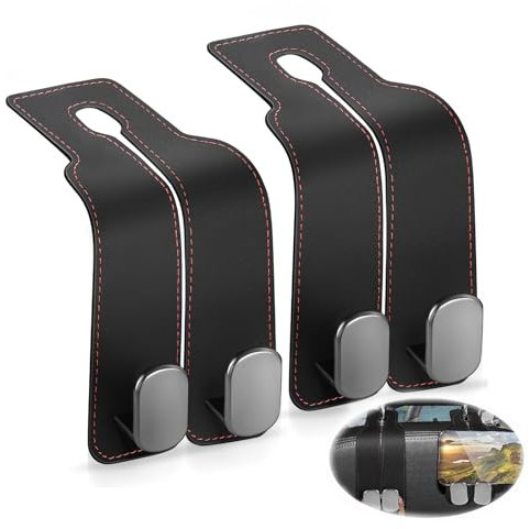 UAZEO 2 in 1 Car Seat Organiser - Double Hooks for Bags, Handbags, Phone, Purses (2PCS)