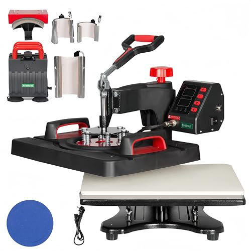 TKSE 8 en 1 DIY T-T-Press Machine Máquina de Transferencia de Calor, 1000 W, Panel Calentador de 35 x 32 pulgadas, Máquina de Prensa de calor giratoria 360° para camisetas, tazas (EU 220V)