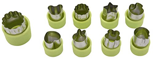 TAMOSH 9 Stueck Mini Ausstechform Torte Kruste Gemuese Obst Cutter Backen Set Werkzeuge Zubehoer mit Sternen Kaninchen Pilze Erdbeere Ausstecher Formen