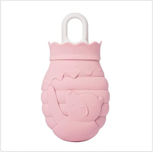 ZUOZUIYQ Bouillotte en Silicone Bouillotte Ours avec Couverture Tricotée Chauffage Micro-Ondes Bouteille en Silicone Sac Chaud (Couleur : A, Taille : S)