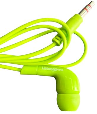 Confezione da 100 Auricolari Monouso In-Ear, Singolarmente Imbustati, Cavo da 80 cm, Spinotto da 3,5 mm, Colore Verde Lime