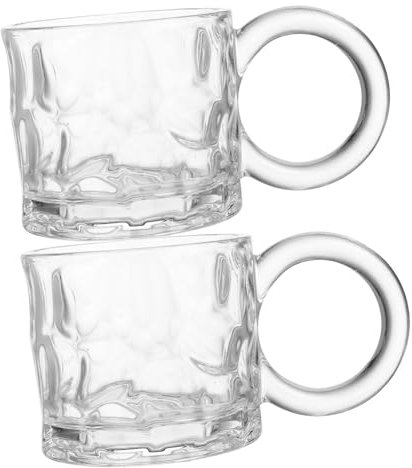 FELTECHELECTR 2stücke Reliefbecher Aus Mit Henkel Für Kühle Getränke Und Heiße Heißgetränke Wie Transparente Glaskaffeetassen Für Party Und Alltag Einfach Zu Reinigen